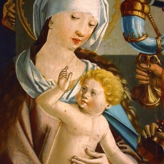 Tafelbild "Anbetung der Könige" um 1500, Mariapfarr, Detail
